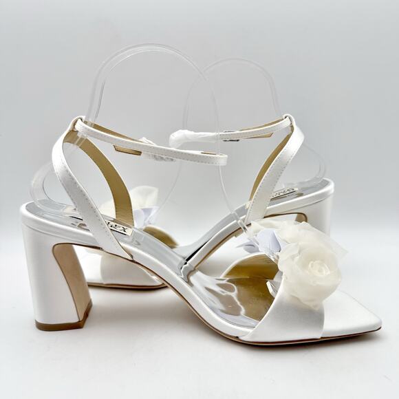 Badgley Mischka Womens Carli Heeled Sandals US 8 White Tulle Bow EUC - Picture 5 of 14